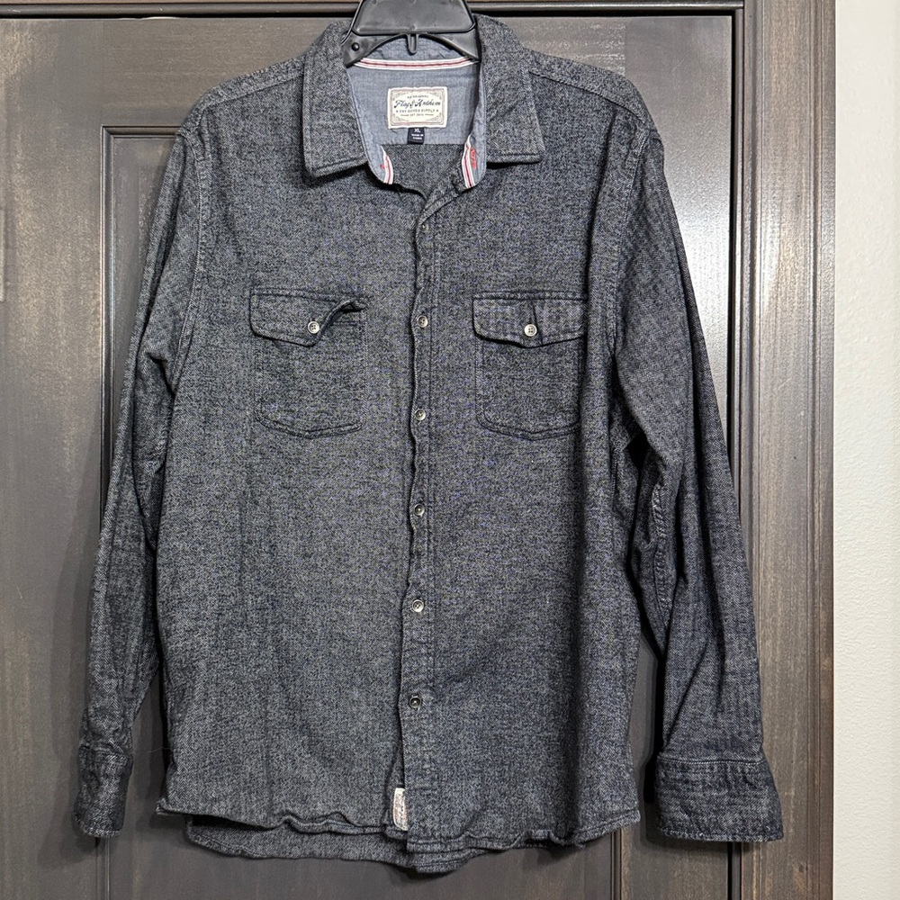 Flag & Anthem Men's‎ XL grey black herringbone button down Shirt